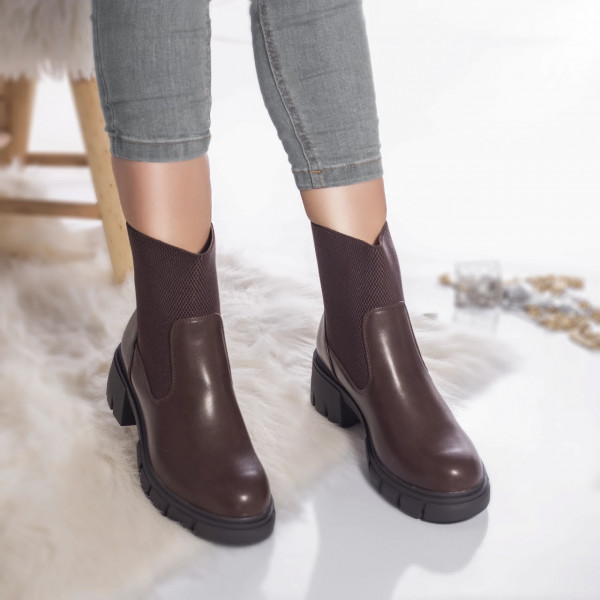 Oriana casual μπότες καφέ eco leather