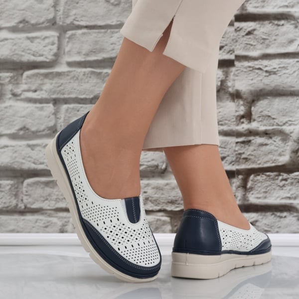 Pantofi dama casual Albi/Bleumarin din Piele Ecologica Molica