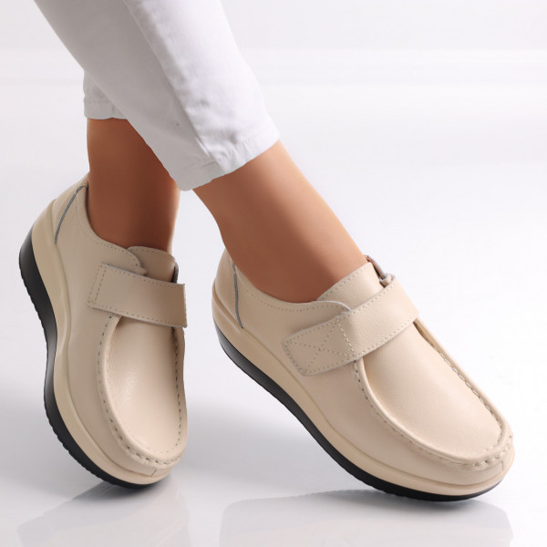 Riley Дамски бежови обувки с платформа от естествена кожа