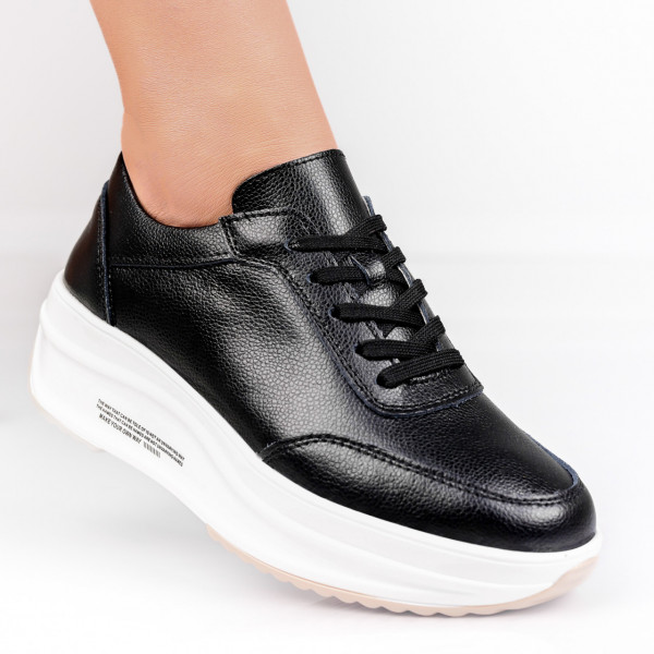 Γυναικεία Αθλητικά Παπούτσια Μαύρο/Σκούρο Λευκό Φυσικό Δέρμα Diana
