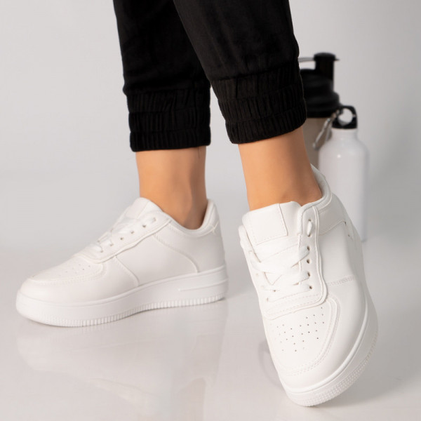 Γυναικεία λευκά αθλητικά παπούτσια eco leather wool