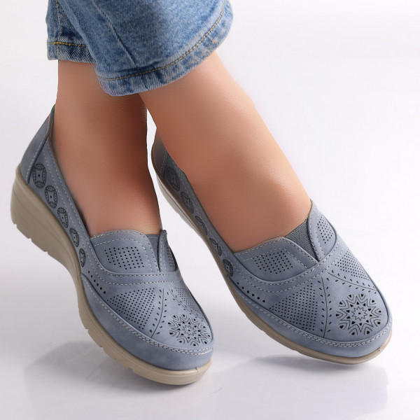 Γυναικεία casual παπούτσια σε μπλε χρώμα Dinda Ecological Leather