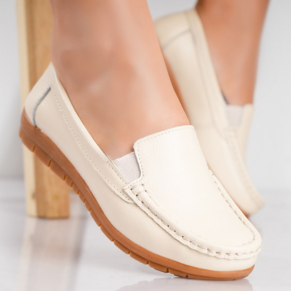 Дамски ежедневни обувки Бежова естествена кожа Comoi