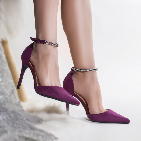 Дамски обувки в лилаво от еко велур tolib