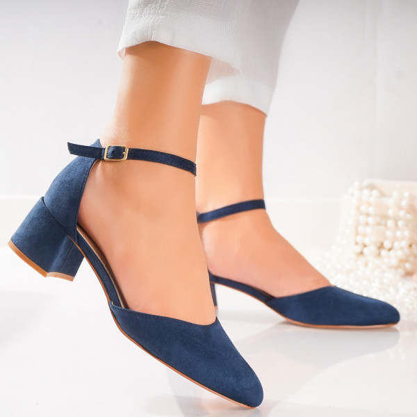 Дамски сини обувки от органична кожа Nopi
