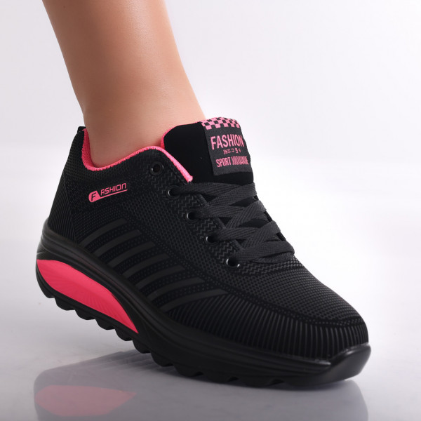 Дамски черно-розови маратонки от Lulea Textile