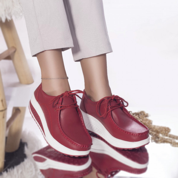 Ежедневни червени обувки от естествена кожа oscar