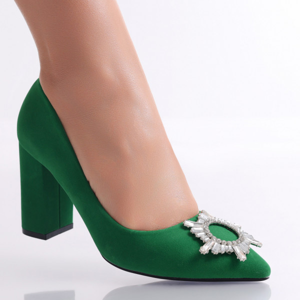 Зелени дамски обувки с ток, изработени от органична кожа Anilva