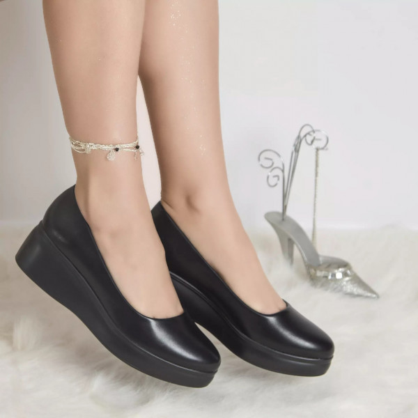 Обувки за платформа amalya черна еко кожа