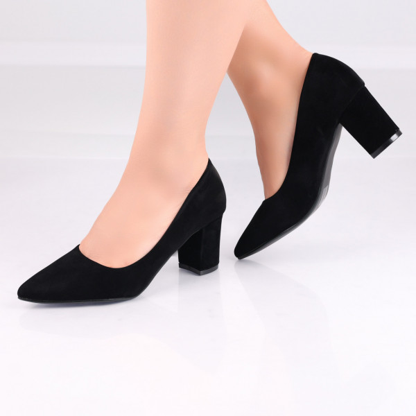 Alazne Дамски черни обувки с ток от еко кожа