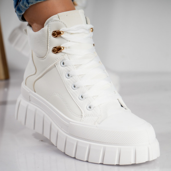 Azega Ladies White Organic Leather Sneakers Λευκό Οργανικό Δέρμα