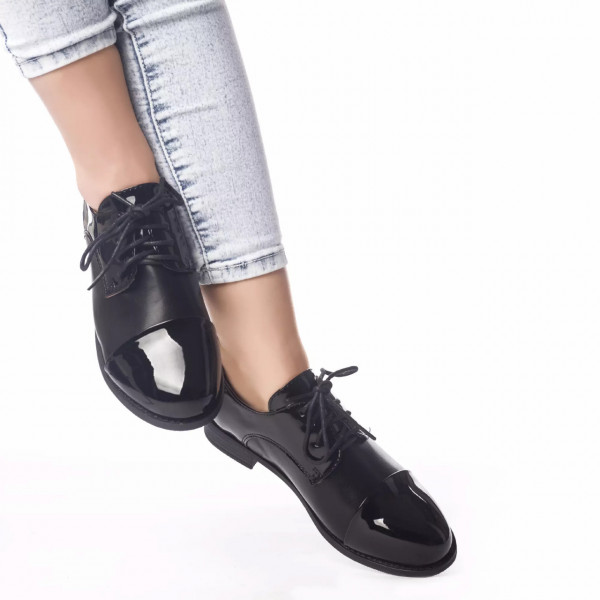 Casual παπούτσια lielle μαύρο δέρμα με κορδόνια