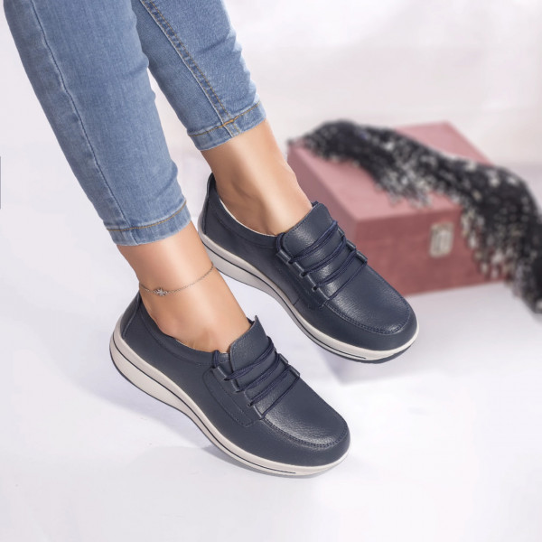 Casual παπούτσια sheila φυσικό δέρμα navy blue