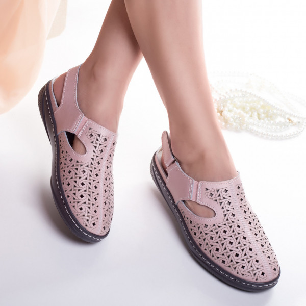 Catrin розови дамски сандали от естествена кожа
