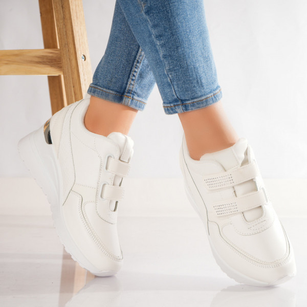 Godi Ladies' Godi Eco Leather Bei White Sneakers