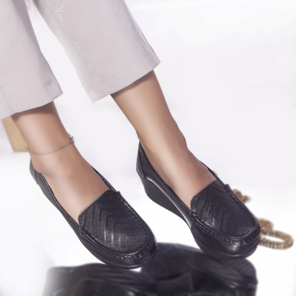 Pantofi cu platforma dominica piele naturala negru