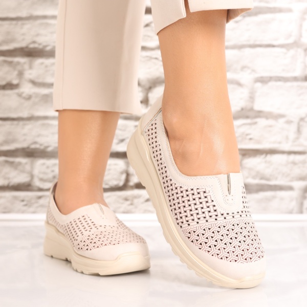 Pantofi dama casual Bej din Piele Ecologica Sonita