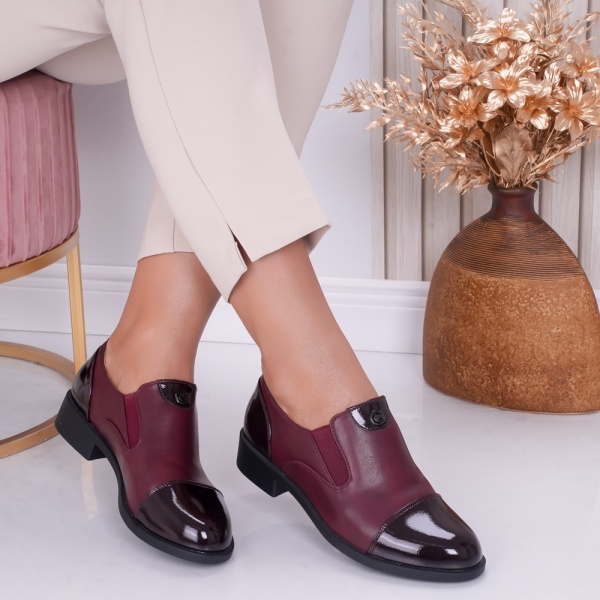 Pantofi dama casual Bordo din Piele Ecologica Claira