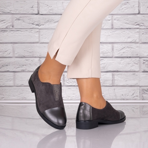 Pantofi dama casual Gri piele ecologica Daviria