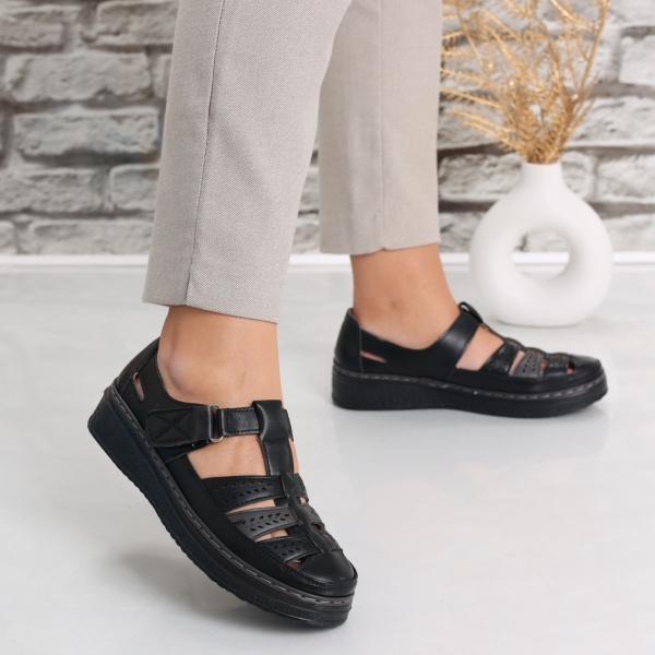 Pantofi dama casual Negri din Piele Ecologica Cataria