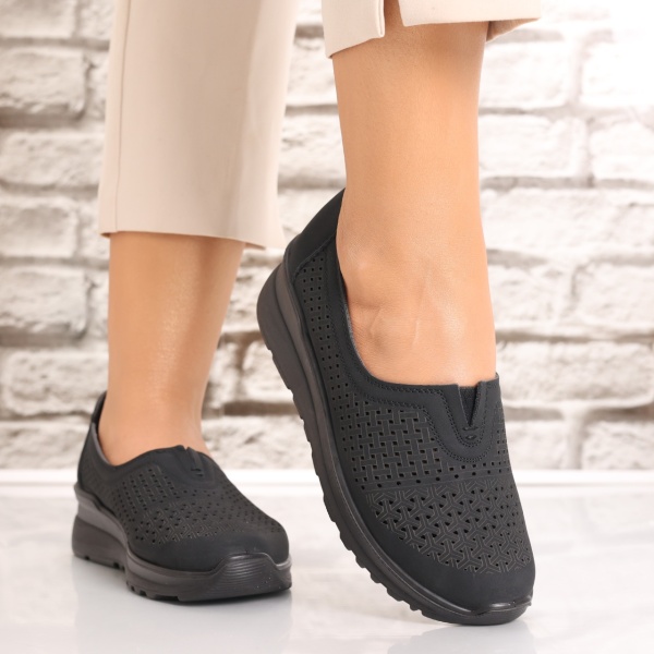 Pantofi dama casual Negri din Piele Ecologica Sonita