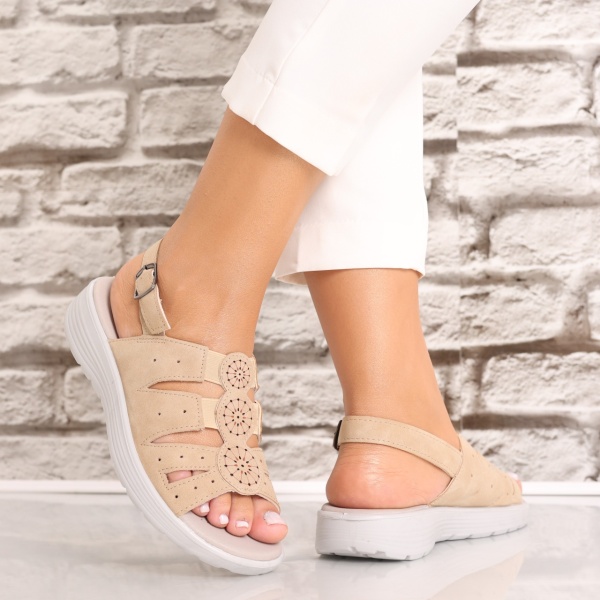 Sandale dama fara toc Kaki din Piele Ecologica Aranol