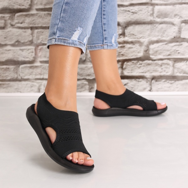 Sandale dama Fara toc Negre din Textil Alesta