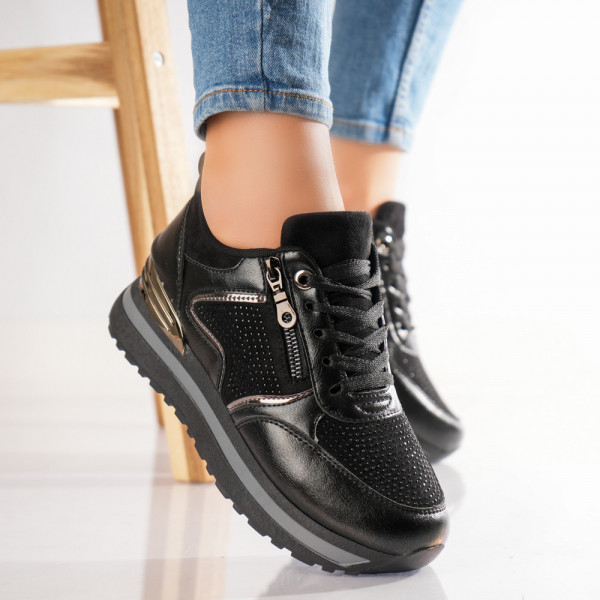 Vava Ladies Μαύρο Μαύρο Οργανικό Δερμάτινο Sneakers