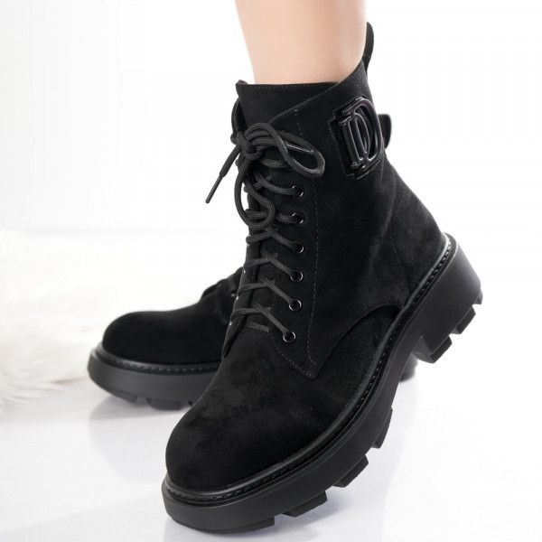 Zoyla Μαύρες γυναικείες πλεκτές μπότες Eco Leather