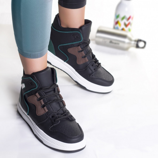 Γυναικεία αθλητικά παπούτσια eco leather μαύρο δέρμα