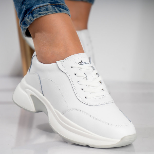 Γυναικεία αθλητικά παπούτσια Malbo λευκό φυσικό δέρμα