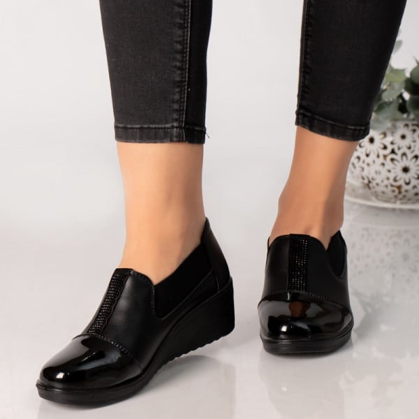 Γυναικεία παπούτσια πλατφόρμα μαύρο eco leather amina