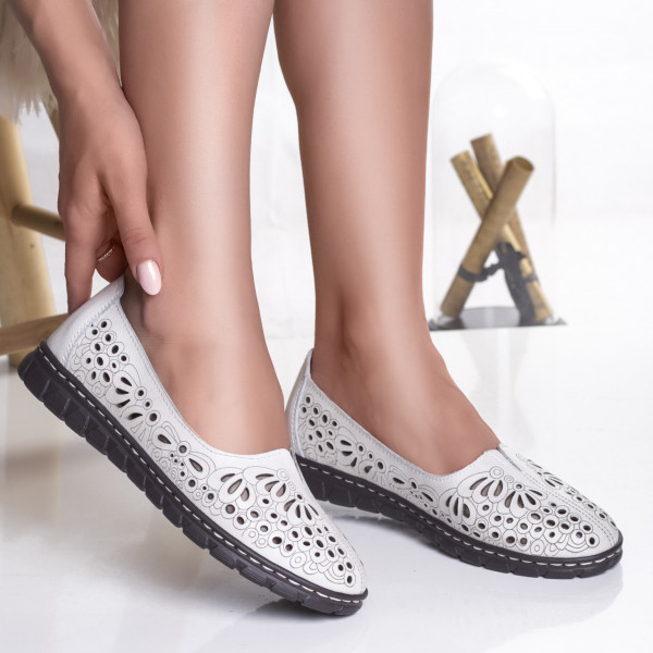 Γυναικεία casual λευκά παπούτσια opilo από φυσικό δέρμα