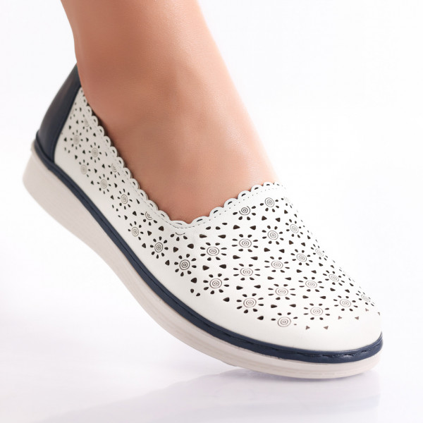 Γυναικεία casual παπούτσια Λευκό/Μπλε Οικολογικό Δέρμα Nayli