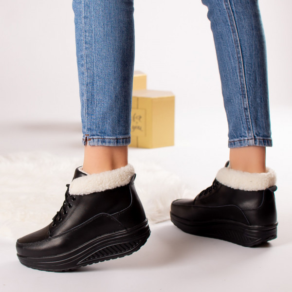 Γυναικείες μπότες φυσικό δέρμα ainhoa μαύρο παραγεμισμένο