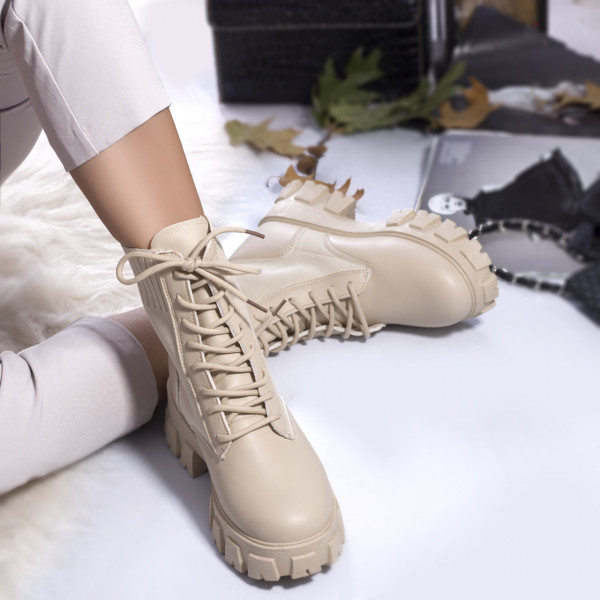 Γυναικείες μπότες eco leather/textile padded layla white