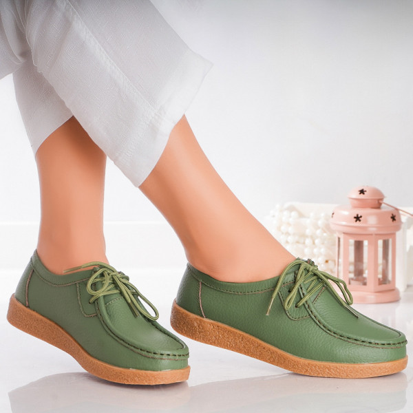 Κυρίες casual παπούτσια Πράσινο φυσικό δέρμα lucy