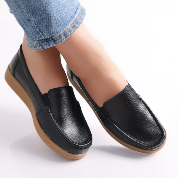 Κυρίες casual παπούτσια Blacks φυσικό δέρμα Danina
