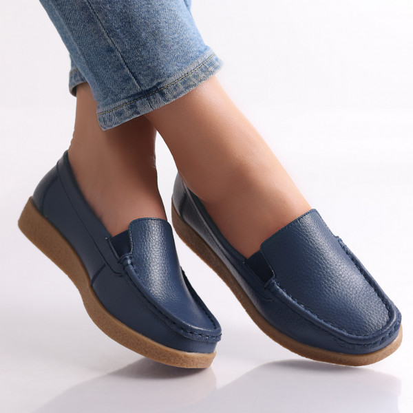 Κυρίες casual παπούτσια navy blue φυσικό δέρμα Danina