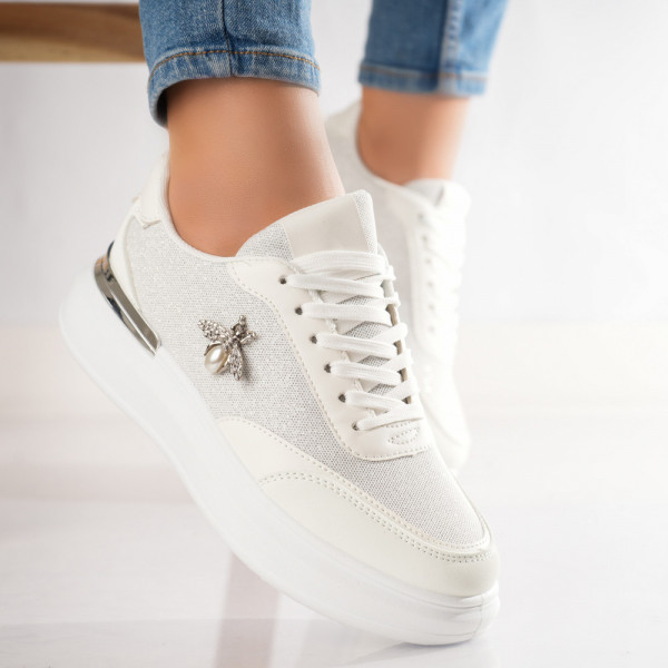 Λευκά γυναικεία υφασμάτινα Dosni sneakers