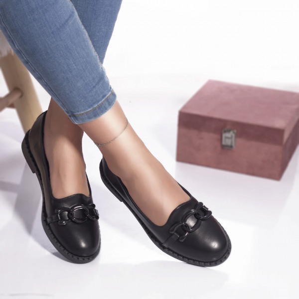 Περιστασιακά παπούτσια penelope μοκασίνια μαύρο δέρμα