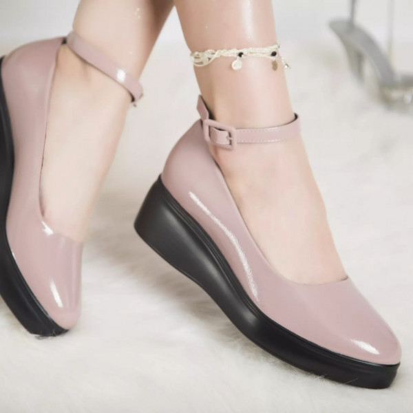 Πλατφόρμα παπούτσια sophia ροζ με κορδόνια eco leather