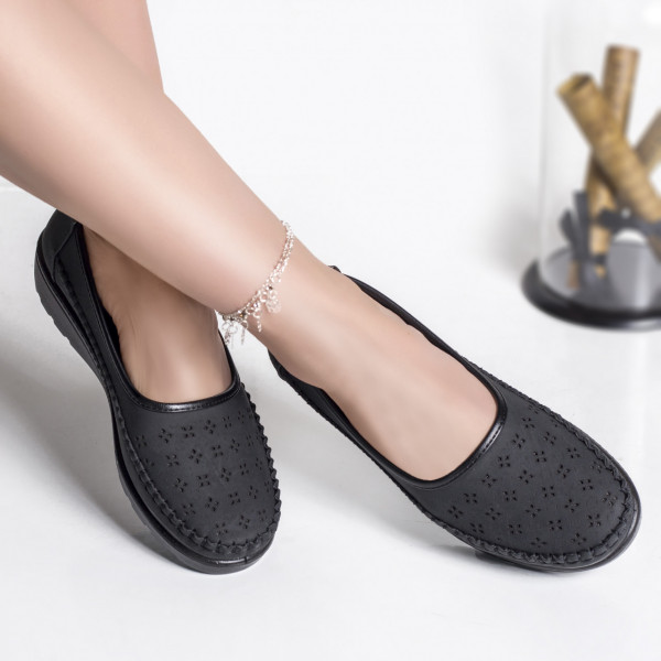 Дамски ежедневни обувки от черна кожа zasa