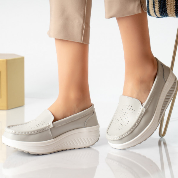 Дамски ежедневни обувки сиви от естествена кожа nancy