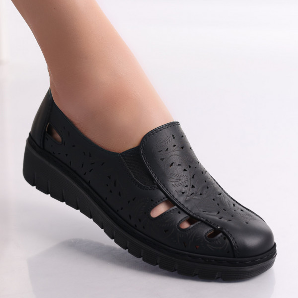 Дамски ежедневни обувки Black Ecological Leather Nelea