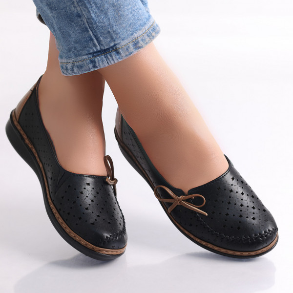 Дамски ежедневни обувки Black/Khaki от еко кожа Norte