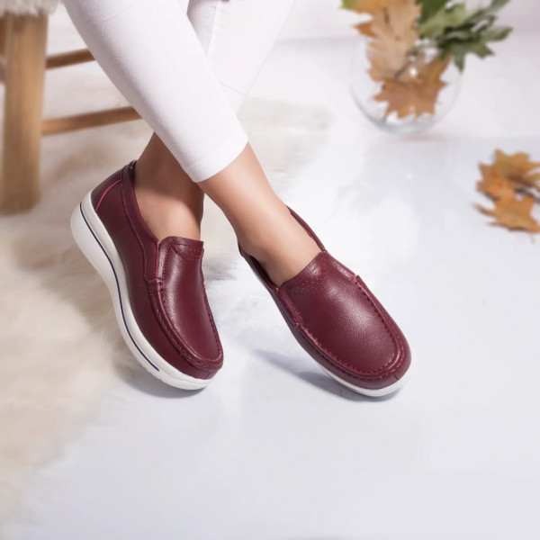 Дамски обувки от естествена кожа savannah burgundy
