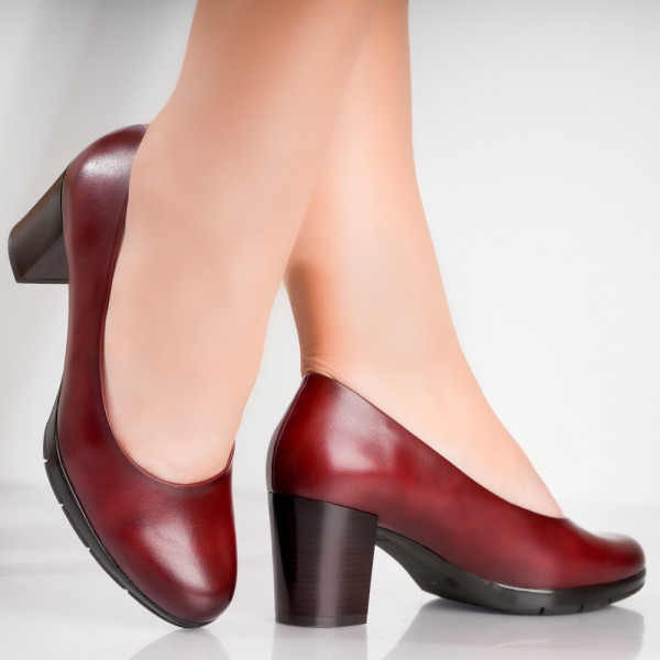Дамски обувки с ток Bordo от екологична кожа Lujain