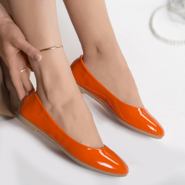 Дамски оранжеви балетни обувки от екологична кожа dalisa
