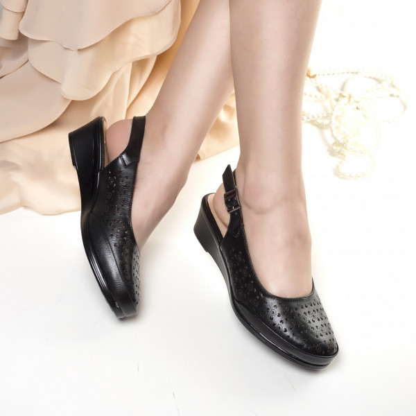 дамски сандали на платформа от черна кожа nursin